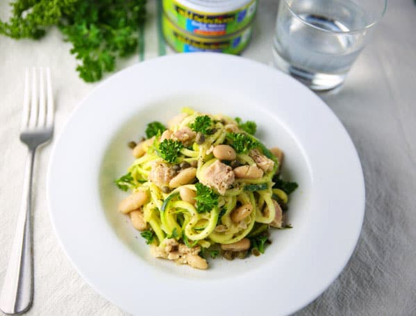 Zucchini Noodles with Tuna and Cannellini Beans