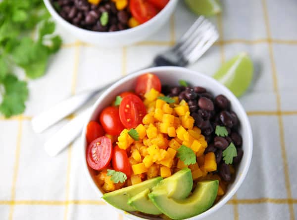 These Butternut Squash Burrito Bowls can be made in about 5 minutes and are loaded with flavor! #ad #VeggieSwapIns #IC
