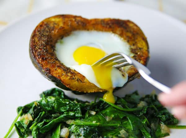 Roasted Acorn Squash with Baked Eggs is perfect for breakfast, brunch, or anytime of the day!