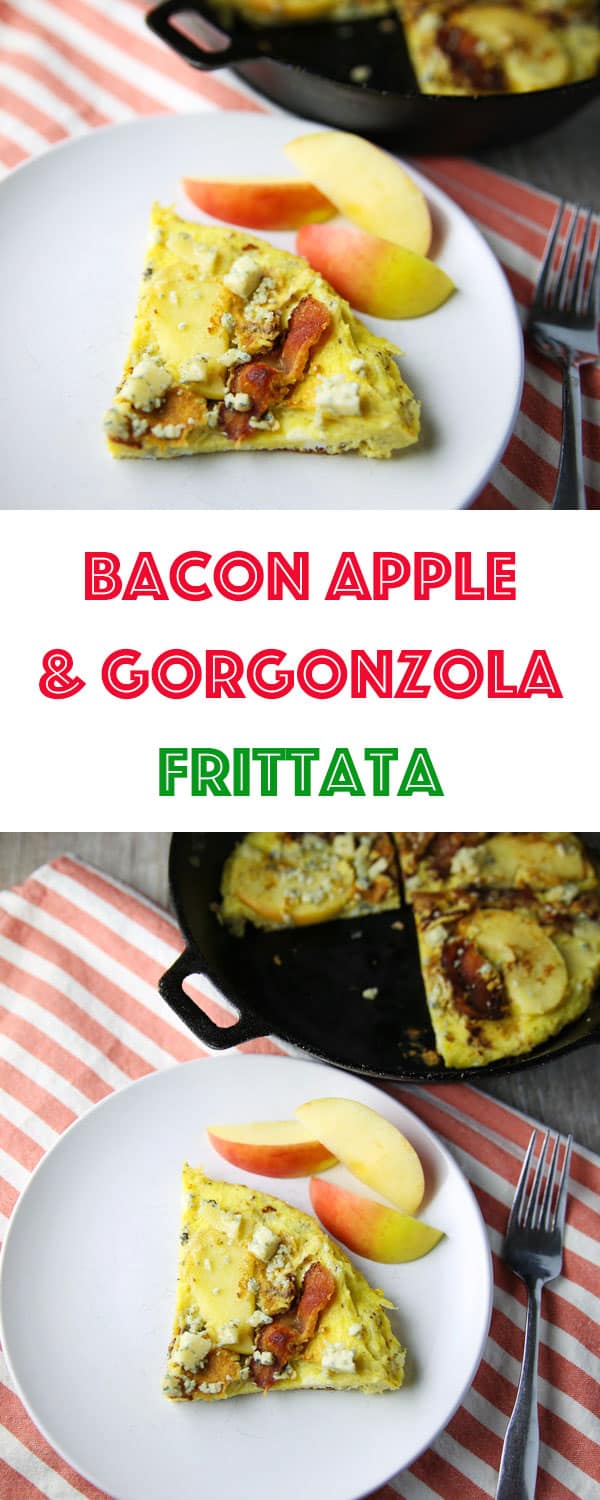 This Bacon Apple and Gorgonzola Frittata is sweet, salty, and so savory! This will be your new favorite brunch!
