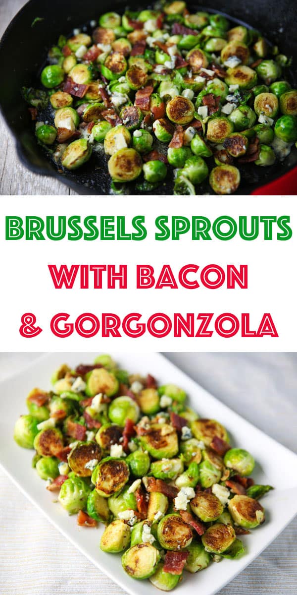 These Brussels Sprouts with Bacon and Gorgonzola could be the perfect side dish! The Brussels get cooked right in the Bacon grease, then with the mixed in Gorgonzola, this is absolutely drool worthy!