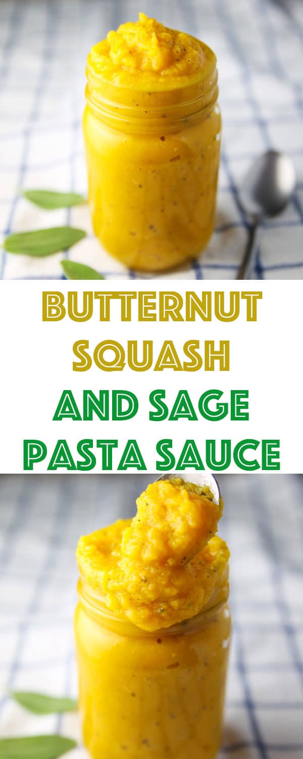 This Butternut Squash and Sage Pasta Sauce is so easy to make! Add it to your favorite pasta for a cozy fall meal!