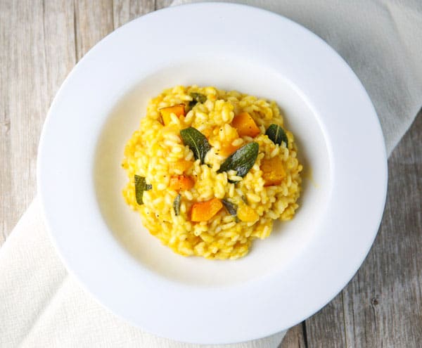 This Butternut Squash and Sage Risotto is the perfect dish for fall! It's super easy to make, so savory, and so comforting!