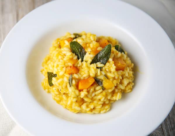 This Butternut Squash and Sage Risotto is the perfect dish for fall! It's super easy to make, so savory, and so comforting!