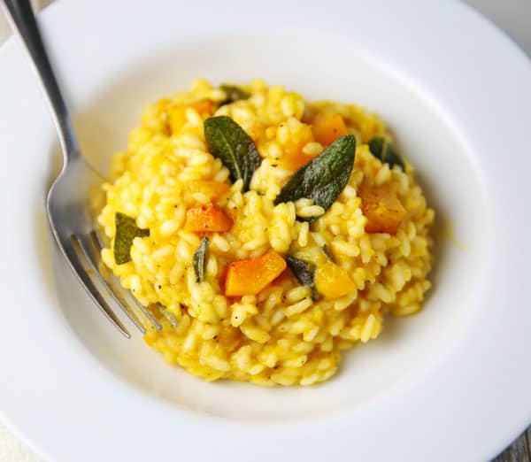 This Butternut Squash and Sage Risotto is the perfect dish for fall! It's super easy to make, so savory, and so comforting!