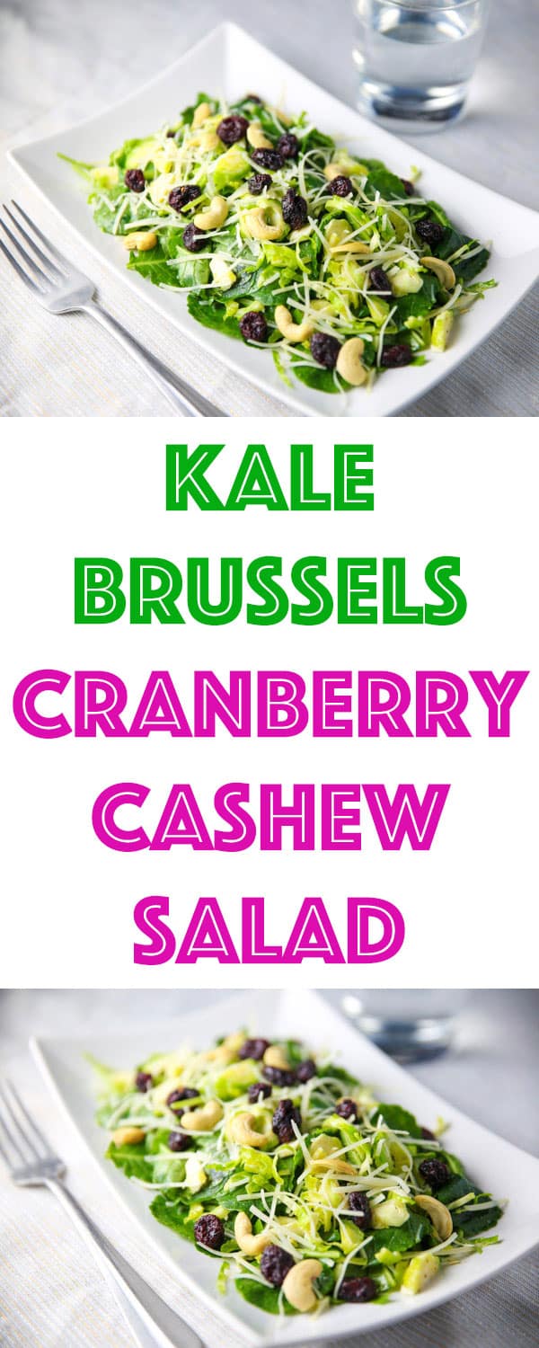 This Kale Brussels Cranberry Cashew Salad is so light, healthy, and full of flavor! 