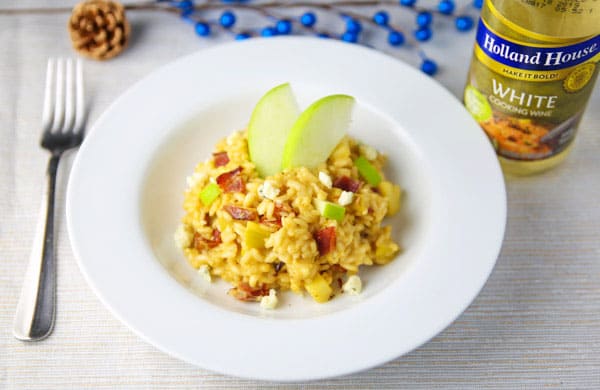 AD You guys are going to love this Apple Bacon and Gorgonzola Risotto with Holland House Cooking Wine! This is the perfect meal for around the holidays - it's creamy, comforting, and so savory! Made in partnership with @hollandhousecw