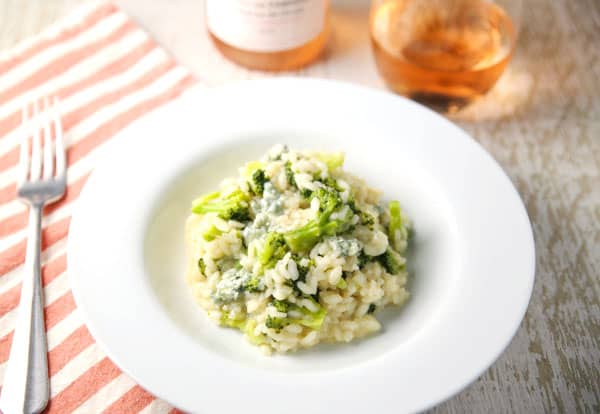 This Broccoli Gorgonzola Risotto is so creamy, savory, and luscious! Once you take your first bite you will not want to put your fork down! #risotto #Italianfood #glutenfree