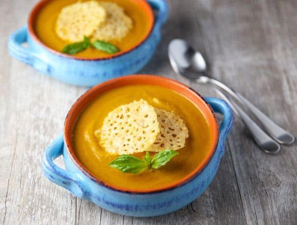 Creamy Tomato Basil Soup With Parmesan Crisps Tastefulventure