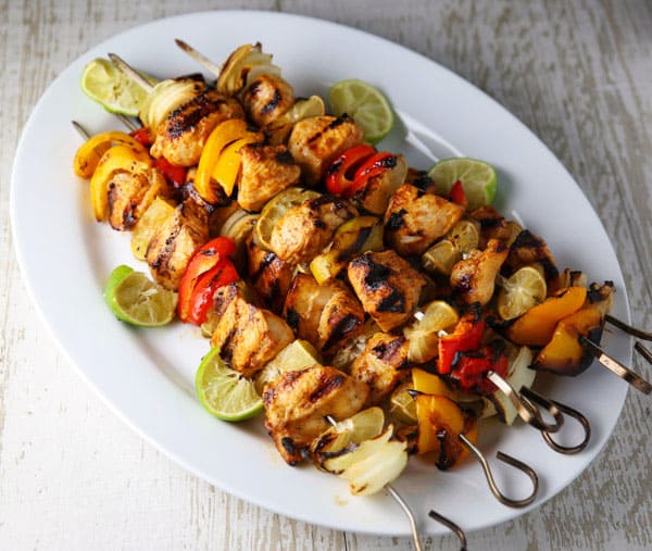 These Grilled Chili Lime Chicken Kabobs are easy to make and oh so savory! This will be truly a crowd favorite at your next bbq! #bbq #grilled #grilledchicken #chicken #kabobs #healthyrecipes #glutenfree