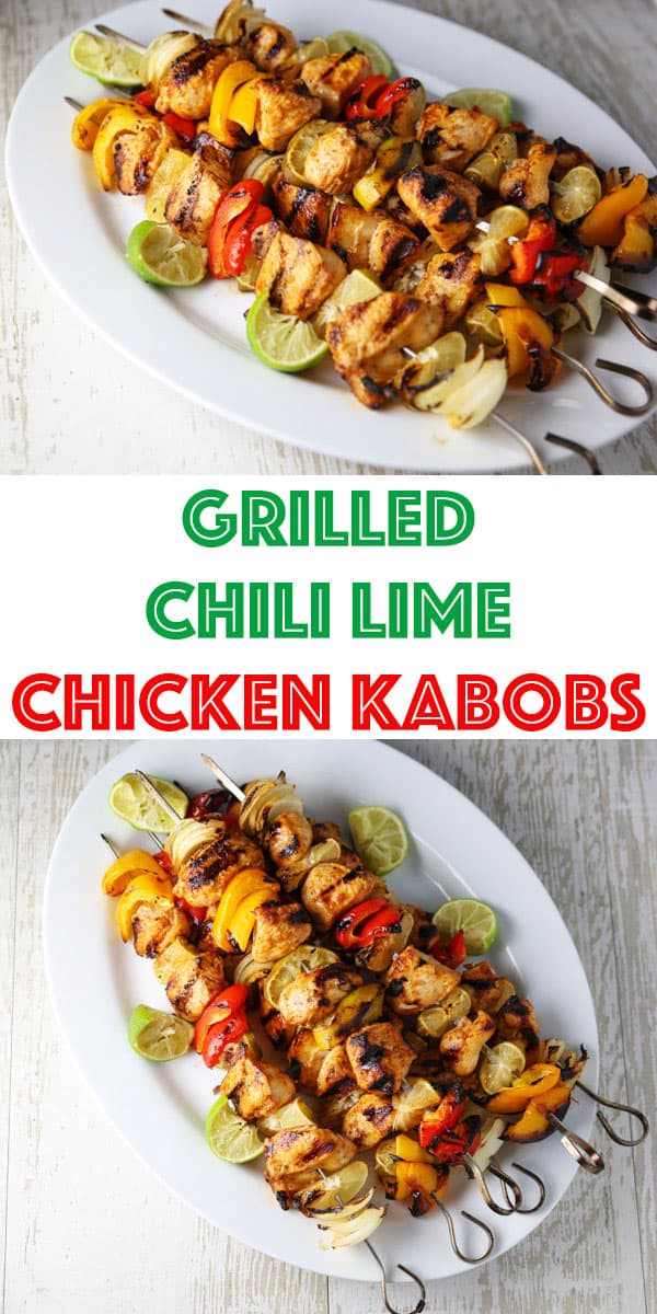 These Grilled Chili Lime Chicken Kabobs are easy to make and oh so savory! This will be truly a crowd favorite at your next bbq! #bbq #grilled #grilledchicken #chicken #kabobs #healthyrecipes #glutenfree