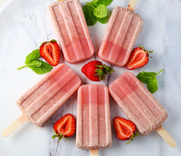 These Healthy Strawberry Mint Popsicles will be your new favorite summer treat! Made with simple fresh ingredients and dairy free!