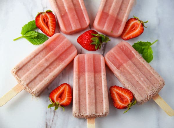 These Healthy Strawberry Mint Popsicles will be your new favorite summer treat! Made with simple fresh ingredients and dairy free!