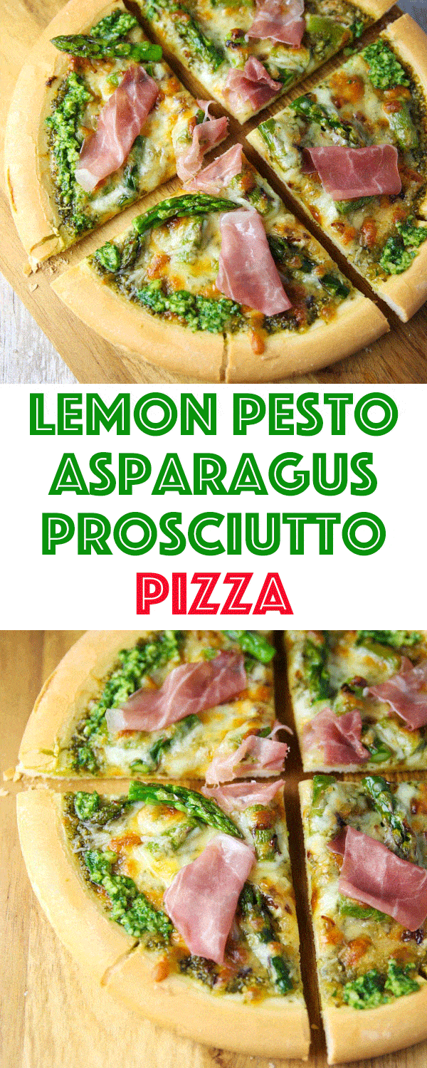 This Lemon Pesto Asparagus and Prosciutto Pizza is made with fresh ingredients and is incredibly savory! It's the perfect Springtime pizza!