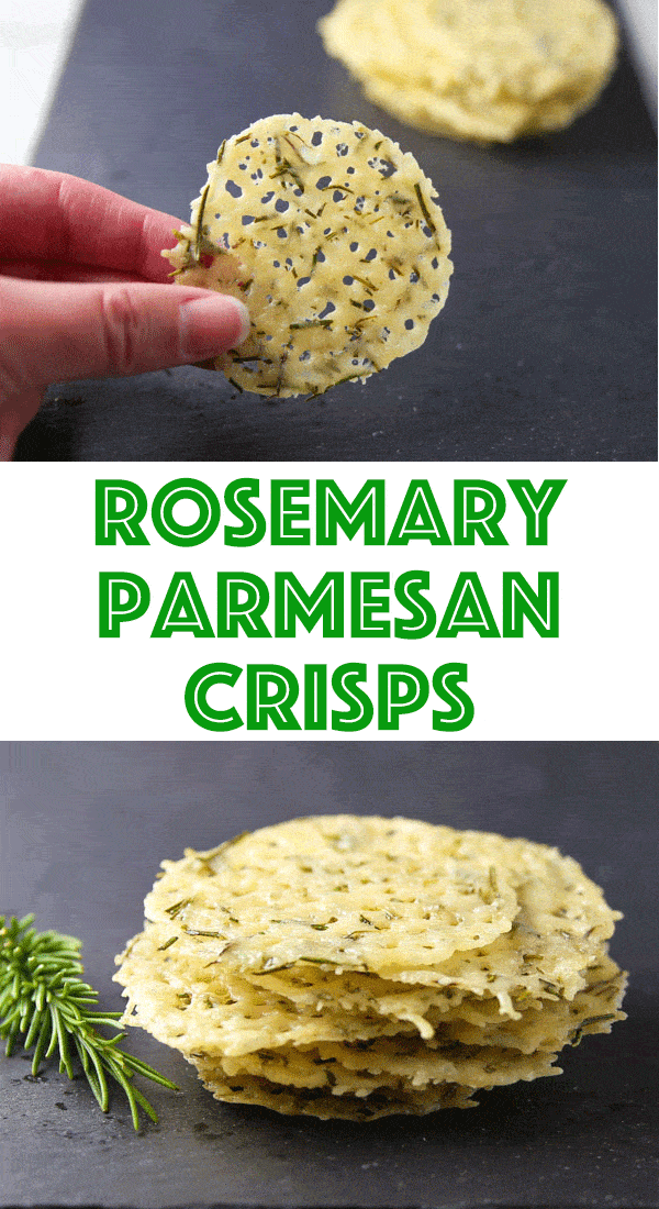 These Rosemary Parmesan Crisps are made with just 2 ingredients! These are a scrumptious Low Carb snack!
