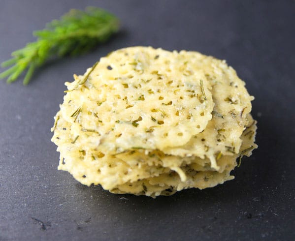 These Rosemary Parmesan Crisps are made with just 2 ingredients! These are a scrumptious Low Carb snack!