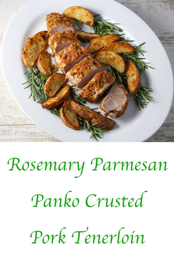 This Rosemary Parmesan Panko Crusted Pork Tenderloin is so tender, juicy and flavorful! Make this tonight and you can have a delicious dinner on the table in 30 minutes! #30minutemeals #dinner #pork #porktenderloin #glutenfree