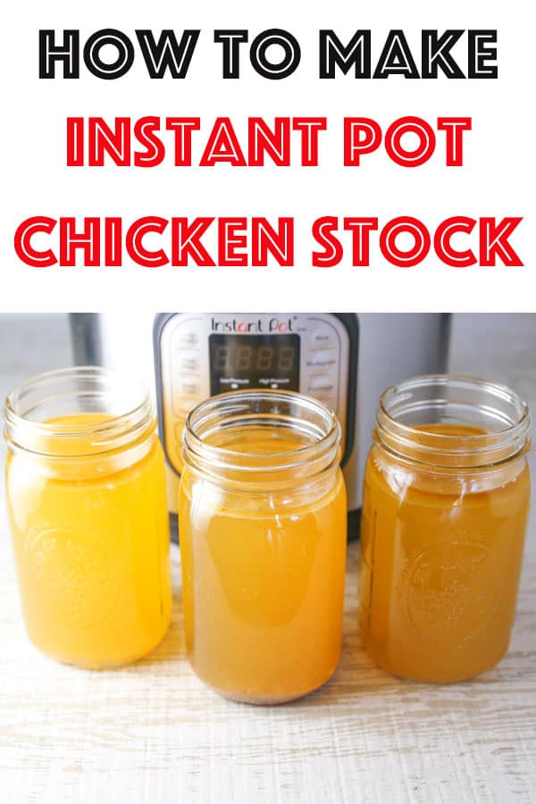 Here's how to make Instant Pot Chicken Stock the easy way. This only takes 30 minutes in the Instant Pot, and you get a super savory Chicken Stock which is way better than any store bought! #InstantPot #chickenstock, #chickenbroth, #soup, #glutenfree