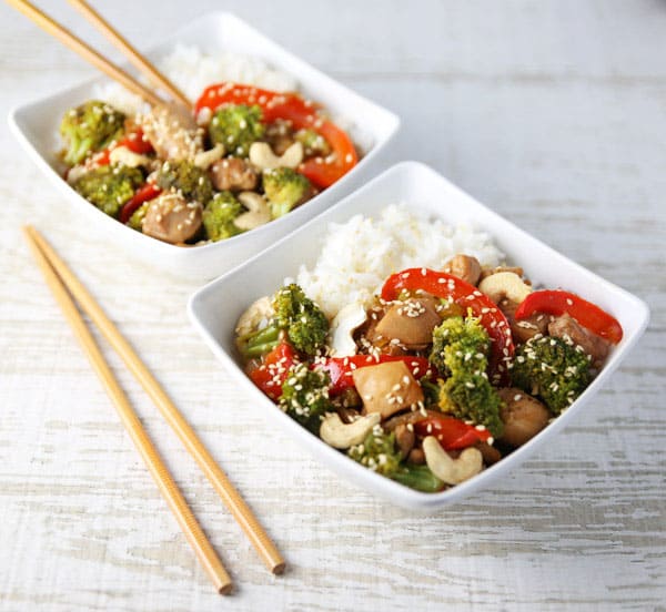 Chicken and Broccoli Stir Fry in a bowl
