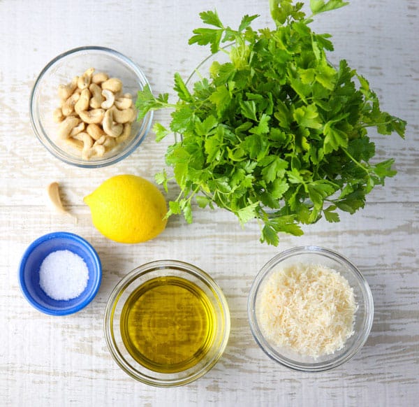 Ingredients for lemon pesto