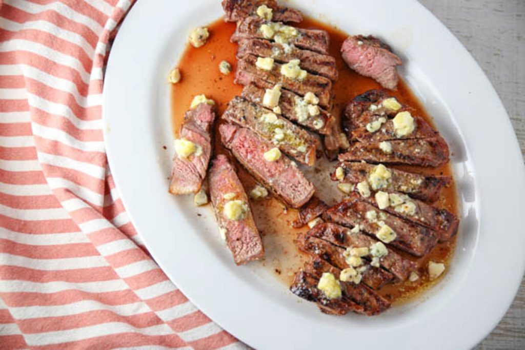 New York Strip Steak with Blue Cheese Butter - Tastefulventure