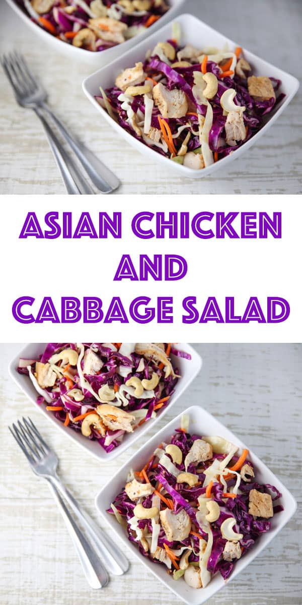 Asian Chicken and Cabbage Salad in a Pinterest pin