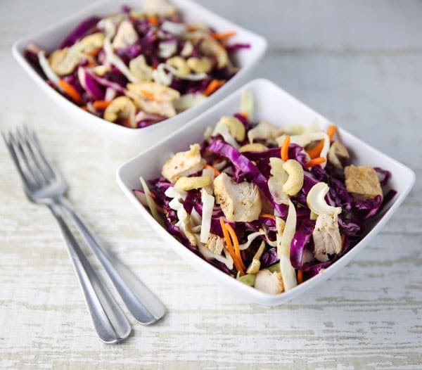 Asian Chicken and Cabbage Salad in bowls