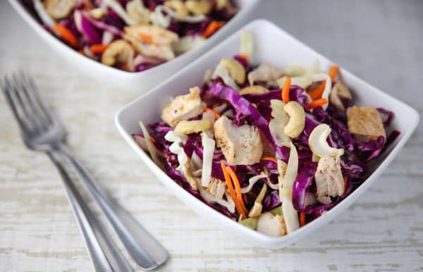 Asian Chicken and Cabbage Salad in a bowl