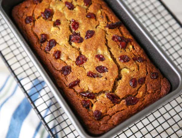Cranberry Banana Bread in a pan