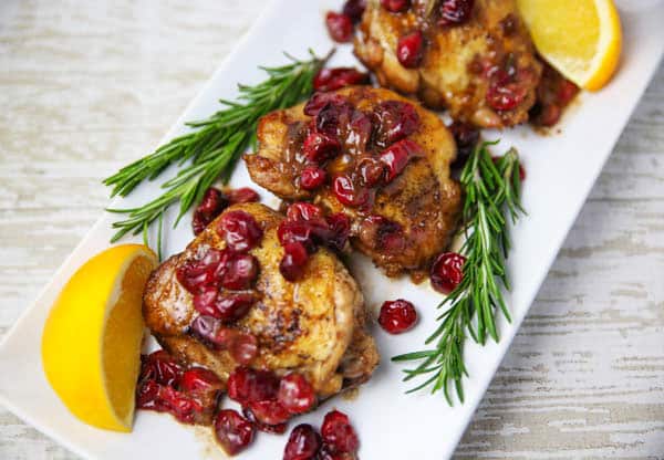 Cranberry Orange Chicken Thighs with Rosemary plated