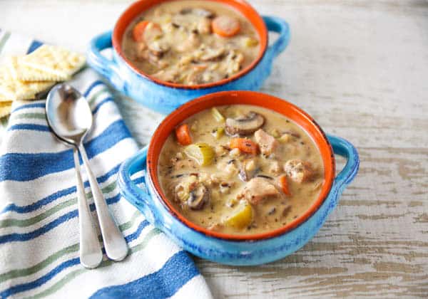 2 bowls of Chicken and Wild Rice Soup