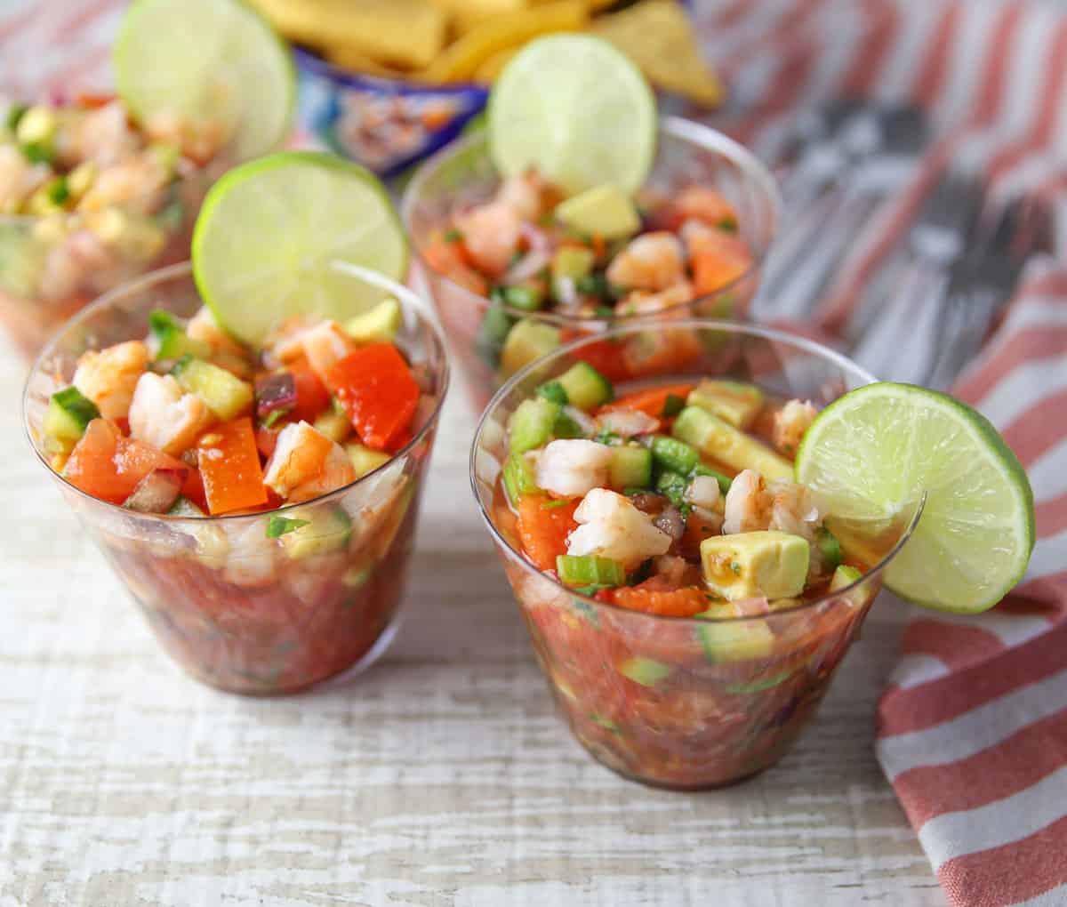 Mexican shrimp cocktail in cups