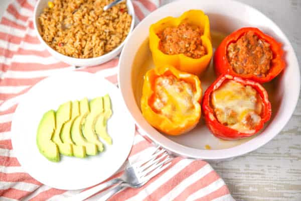 Instant Pot Mexican Chicken Stuffed Peppers plated