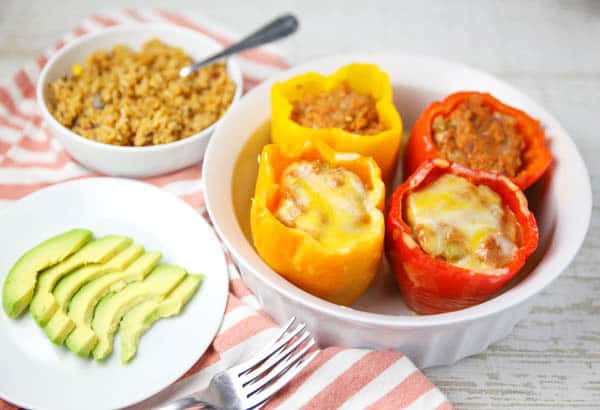 Instant Pot Mexican Chicken Stuffed Peppers in a bowl