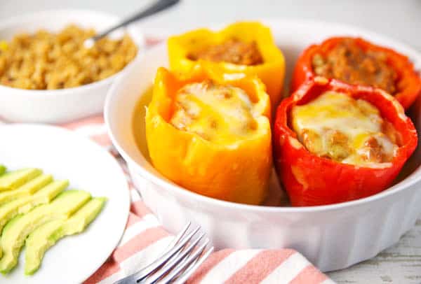 Instant Pot Mexican Chicken Stuffed Peppers in a bowl