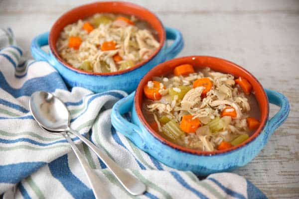 Slow Cooker Chicken and Rice Soup with Lemon