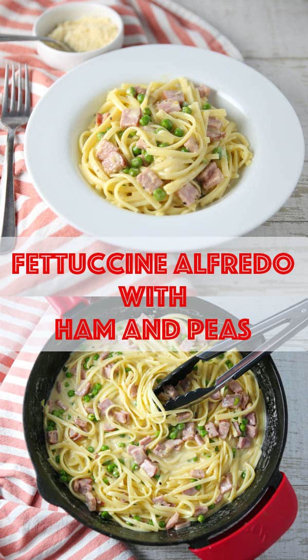 Fettuccine Alfredo with Ham and Peas