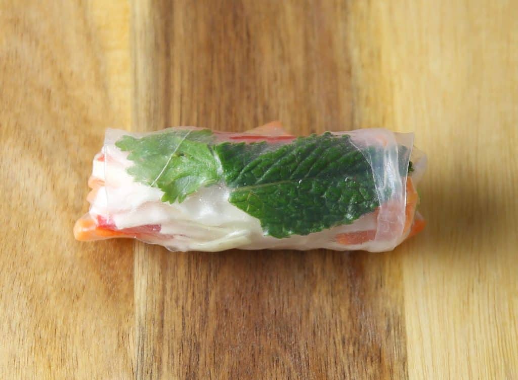 a rolled up veggie spring roll