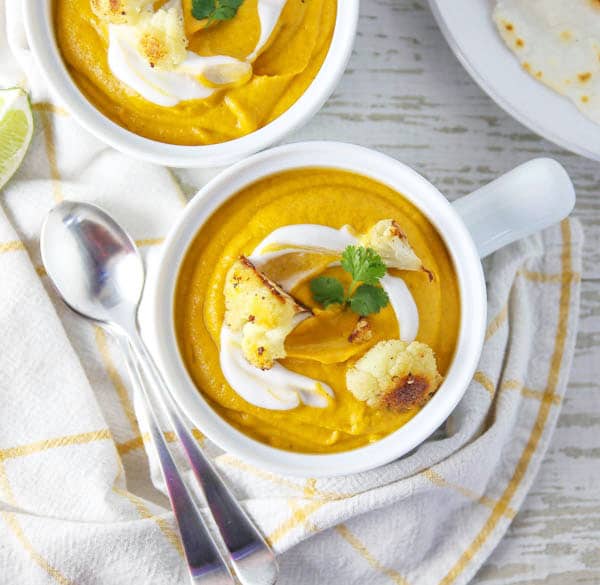 Curry Cauliflower Soup in a bowl