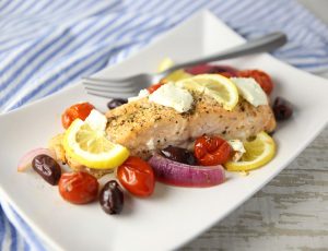 Greek Sheet Pan Salmon Dinner - Tastefulventure