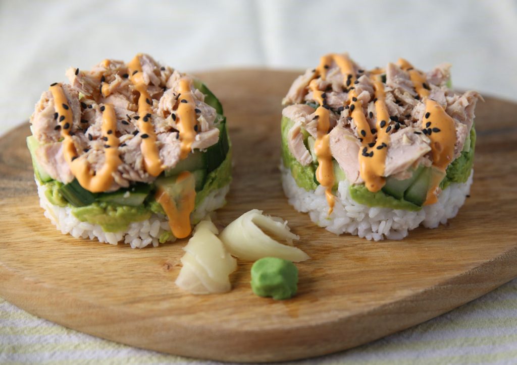 tuna sushi stacks