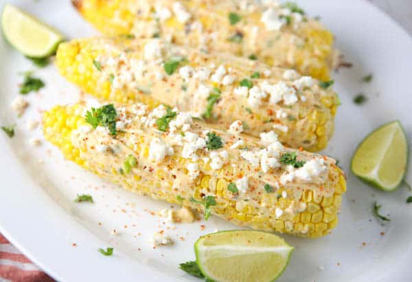 Grilled Mexican Street Corn on a plate