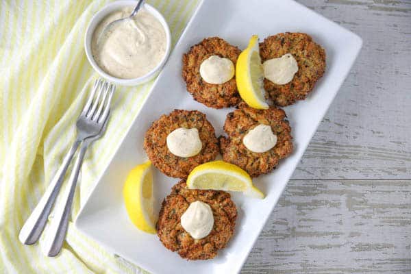 Air Fryer Keto Crab Cakes on a plate