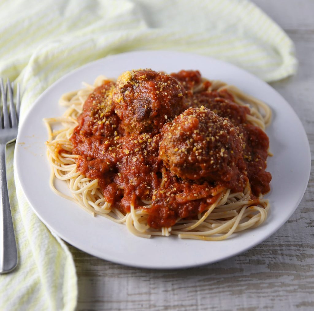 the best Italian meatballs with spaghetti