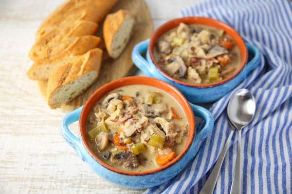 Turkey Wild Rice Soup in two bowls