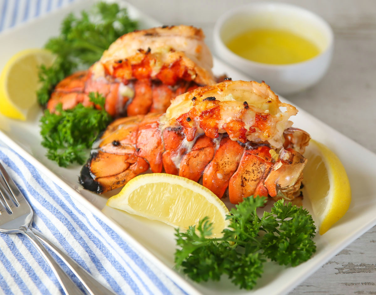 lobster tails on a plate