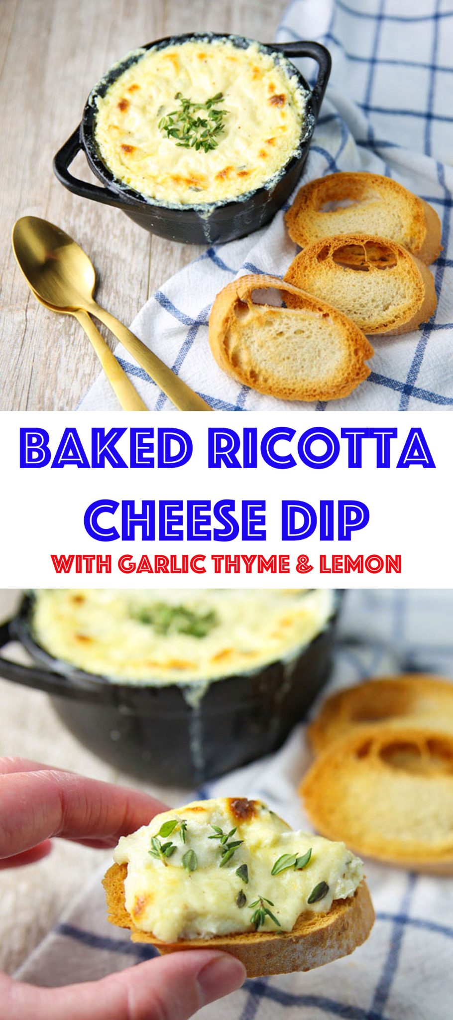 Baked Ricotta Cheese Dip With Garlic Thyme And Lemon - Tastefulventure