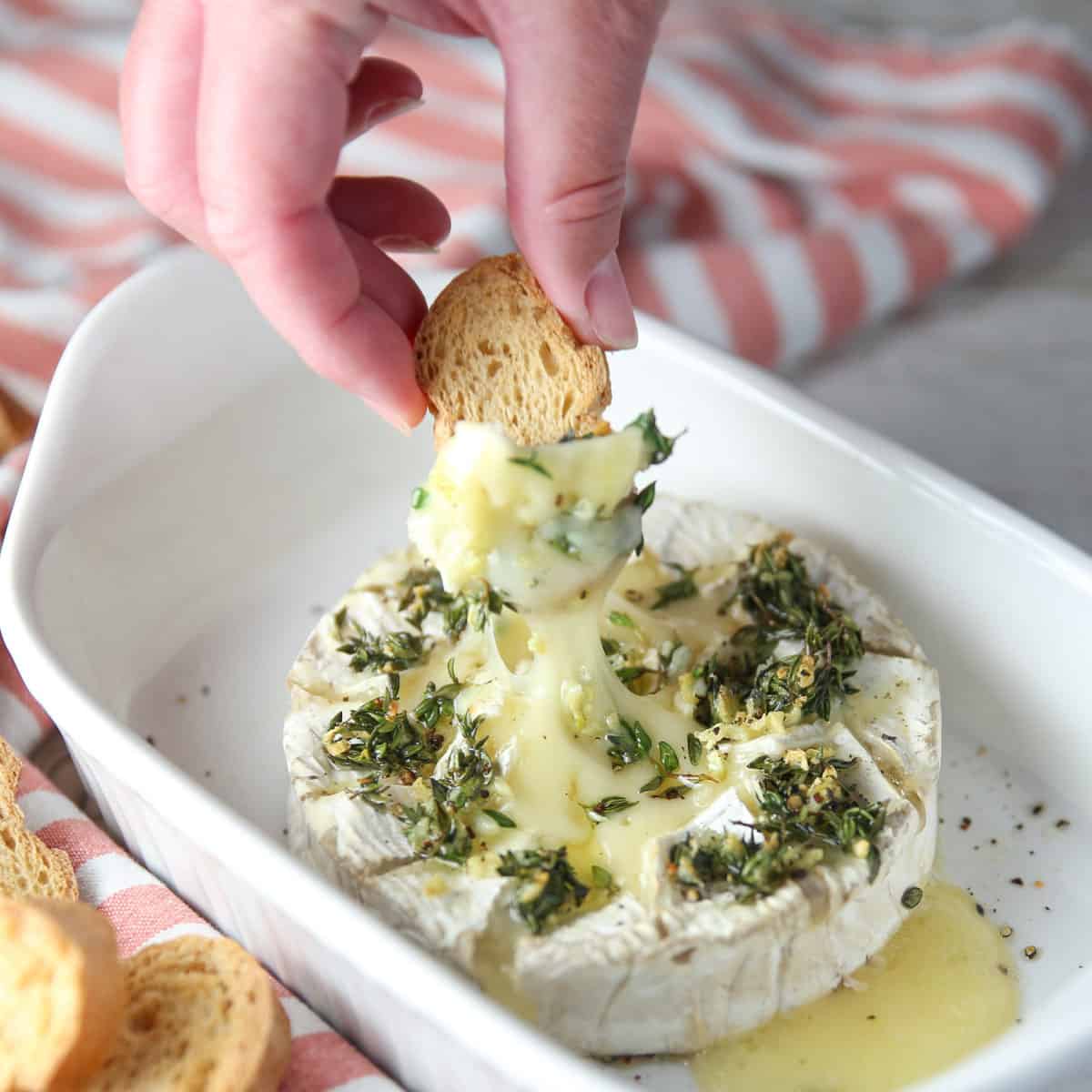 Garlic and Thyme Baked Brie