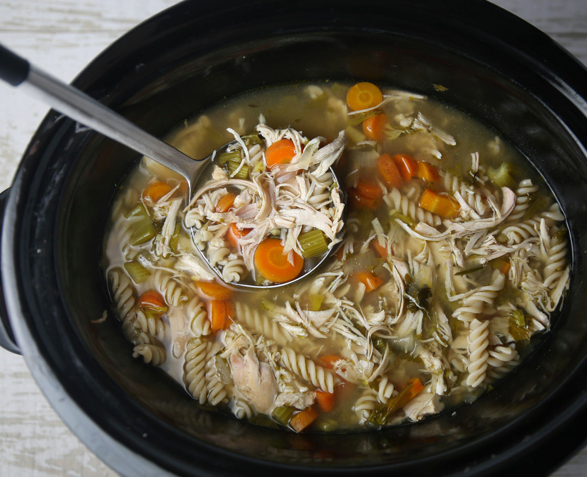 gluten free chicken noodle soup in a slow cooker