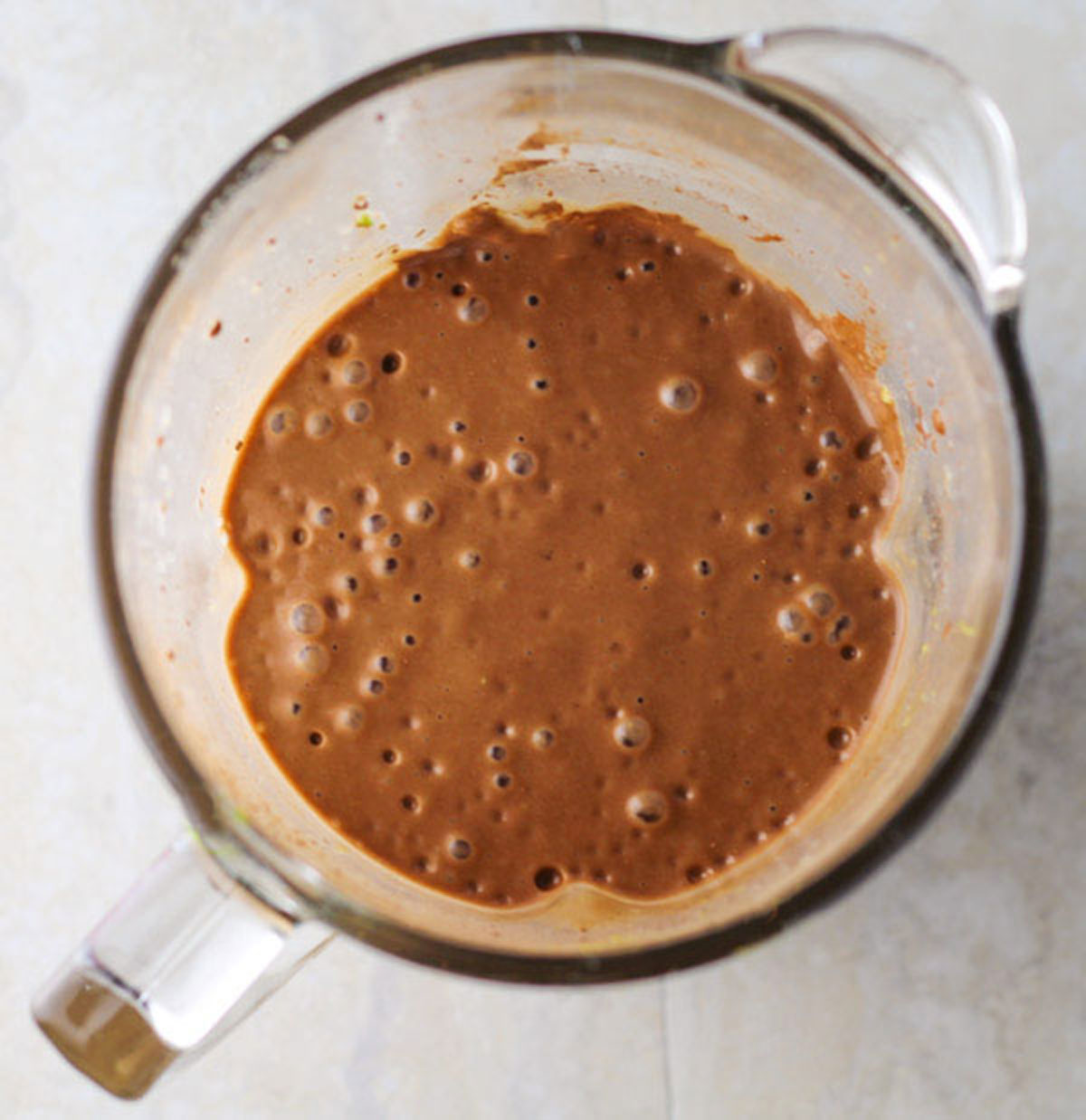 chocolate avocado smoothie being blended